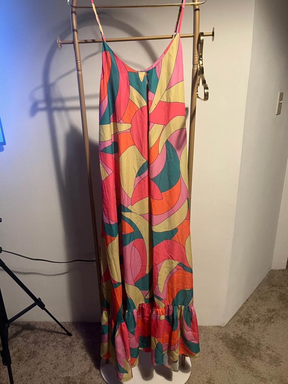 Maxi Slip Dress in Multicolor Abstract Print